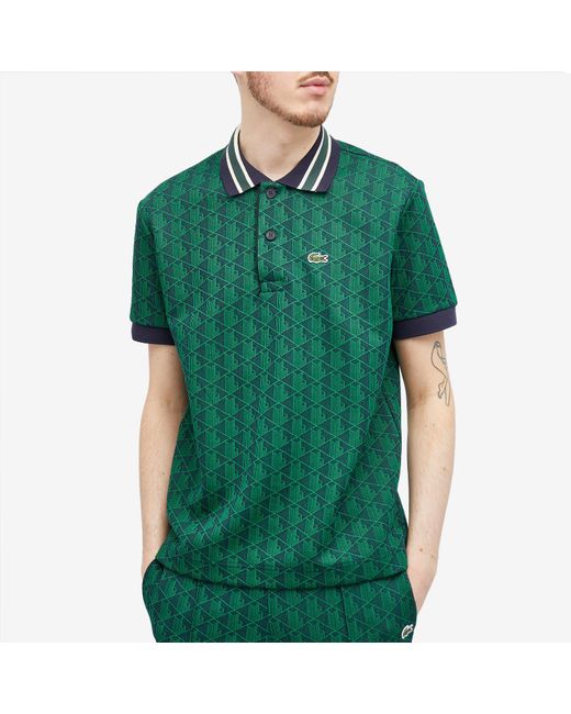 Lacoste Green Monogram Polo Shirt for men