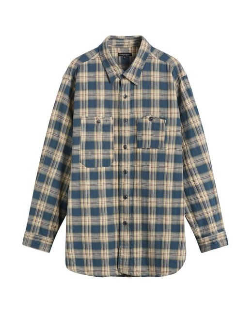 Engineered Garments Blue Plaid Jacquard Work Shirt for men