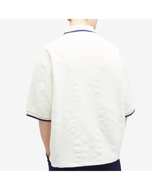 Gucci White Jumbo Gg Jacquard Polo Shirts for men