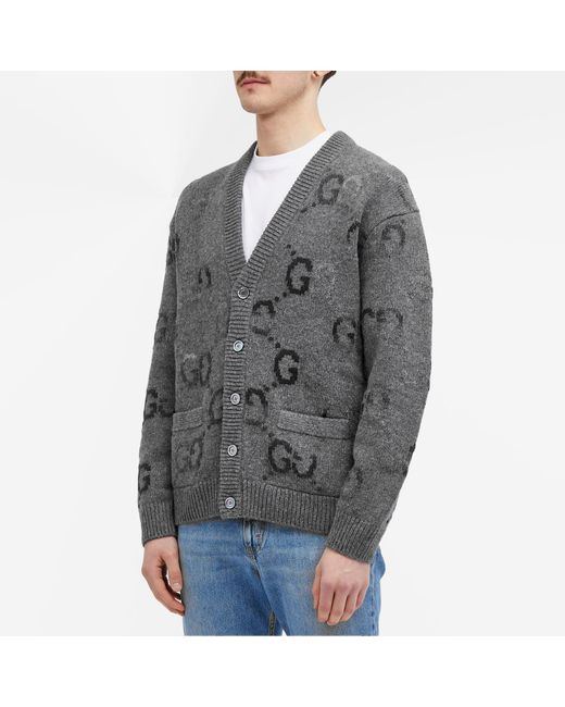 Gucci Gray Jumbo Gg Knit Cardigan for men