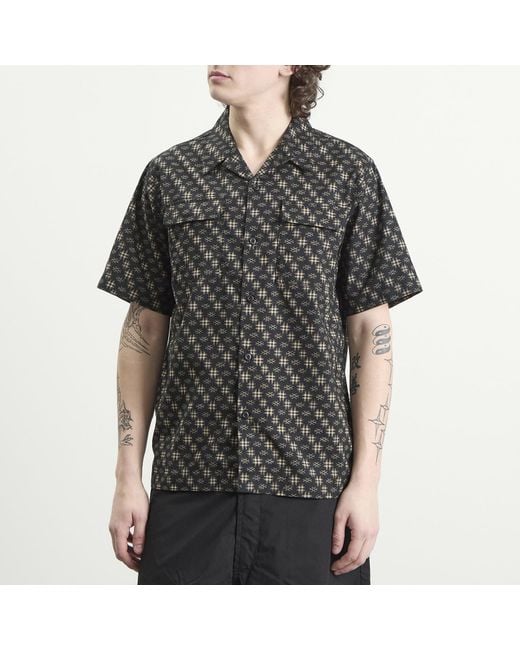 Maharishi Black Kasuri Cuban Collar Shirt for men