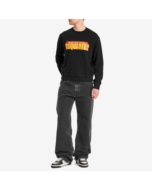 DSquared² Black 3D Logo Cool Fit Crew Sweat for men