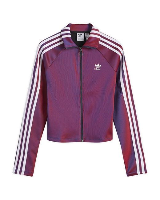 Adidas Purple Rasant Ribbed Longsleeve Full Zip Top