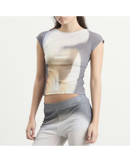 Kijun Gray Print Cap Sleeve Top