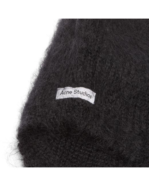 Acne Black Klavad Fluffy Beanie Hat & Scarf
