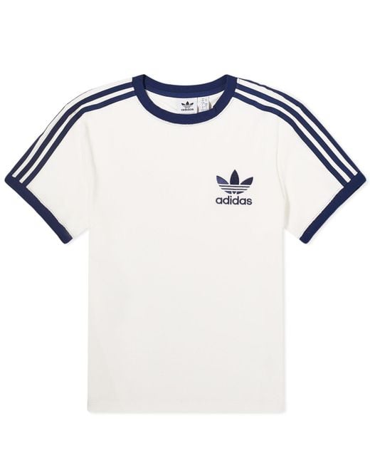Adidas Blue Terry 3 Stripe T-Shirt