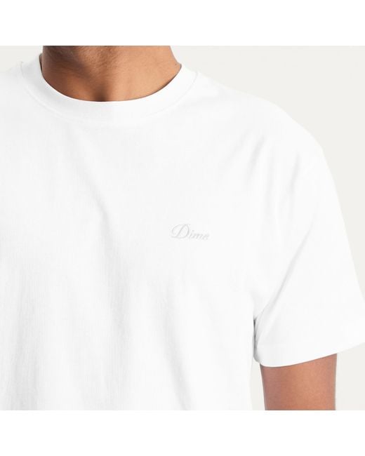 Dime White Cursive Logo T-Shirt for men
