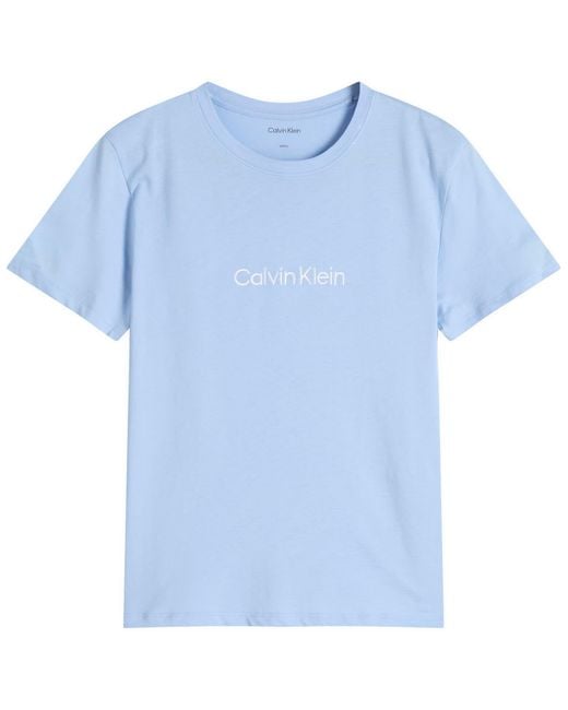 Calvin Klein Blue Cotton Poplin Pyjama Set