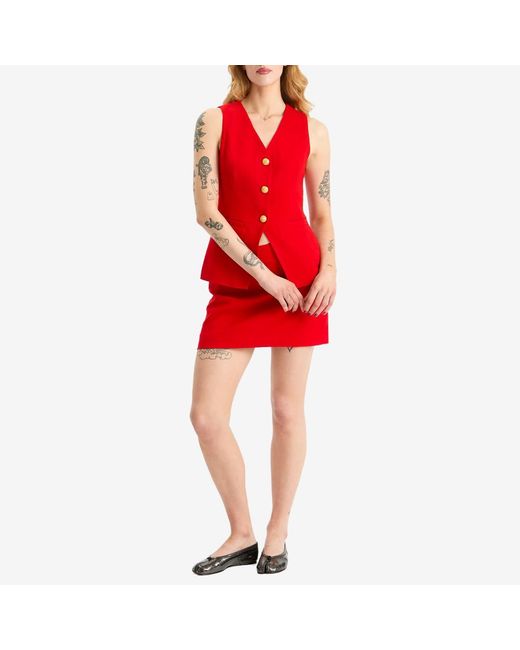 Rixo Red Stefania Mini Skirt