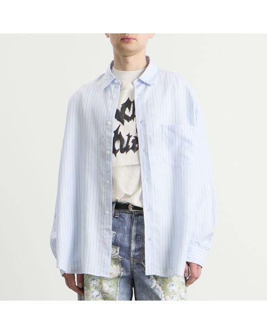 Acne Blue Oversized Stripe Shirt for men
