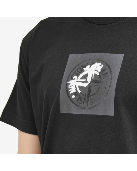 Stone Island Black Institutional One Badge Print T-Shirt for men