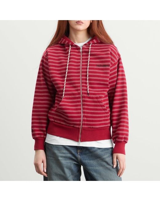 No Problemo Red Mini Problemo Stripe Zip Hoodie