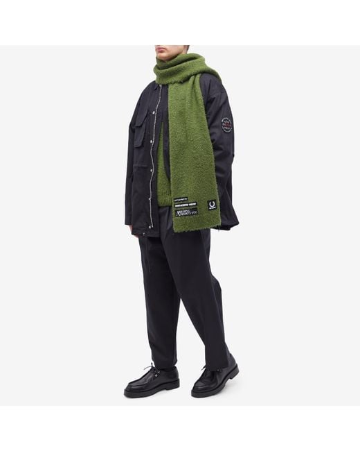 Fred Perry Green X Raf Simons Fluffy Knit Scarf for men
