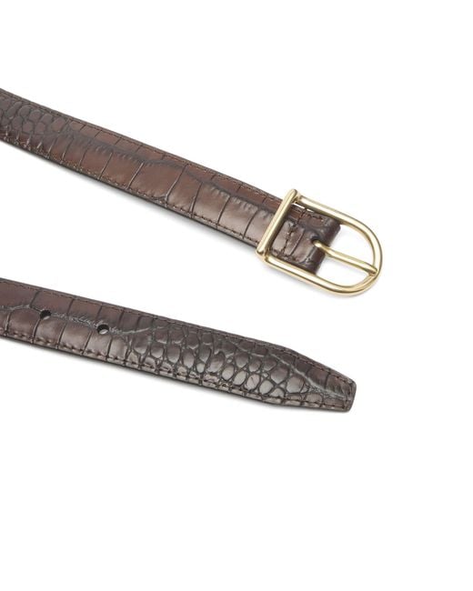 Andersons Brown Andersons Slim Alligator Print Leather Belt for men
