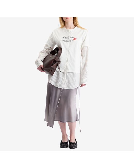 Acne White Eliah Double Layer Business Card Logo T-Shirt