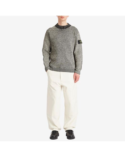 Stone Island Gray Hand Printed Crew Neck Jumper for men