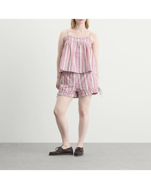 Damson Madder Pink Mafalda Ruffle Neck Top