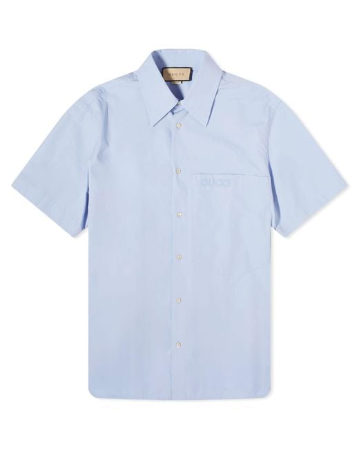 Gucci Blue Heavy Cotton Short Sleeve Shirt for men