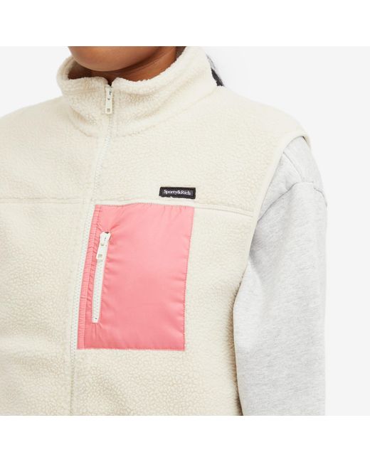 Sporty & Rich Pink Zipped Sherpa Vest