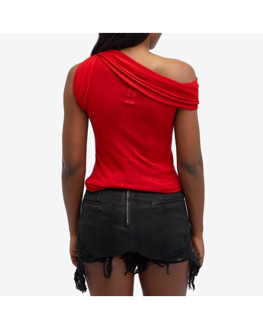 Rick Owens Red Twist Knit Top