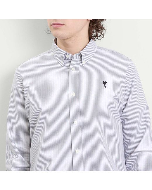 AMI Blue Contrasted Adc Classic Shirt for men