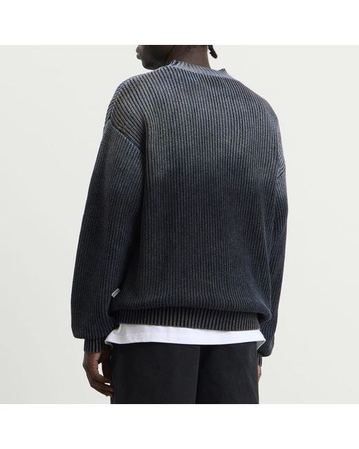 BOUND Blue Spray Wash Cropped Knit Jumper for men