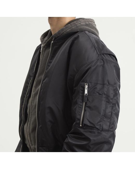 Entire studios Black Cropped Broad Bomber Jacket for men