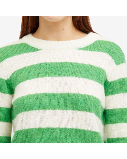 Kitri Green Gillian Striped Cropped Knit Top