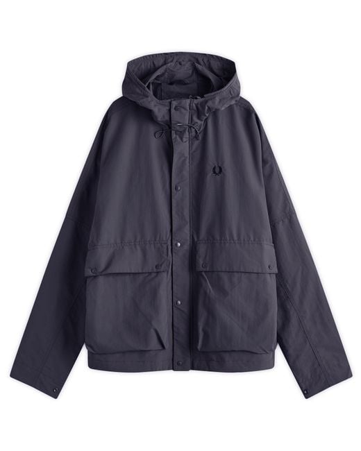 Fred Perry Blue Ripstop Snorkel Parka Jacket for men