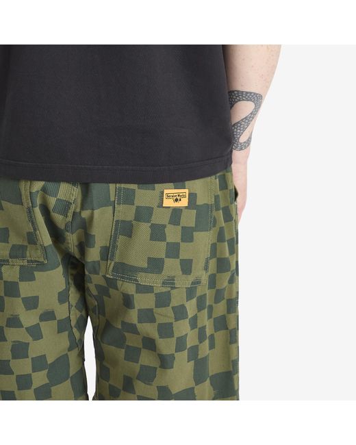 Service Works Green Printed Chef Short for men