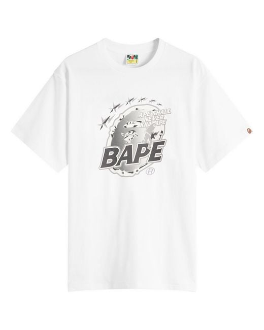 A Bathing Ape White Metal Ape Head T-Shirt for men