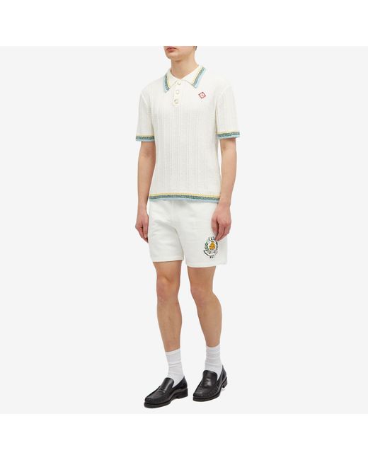 Casablancabrand White Casa Way Embroidered Sweat Shorts for men