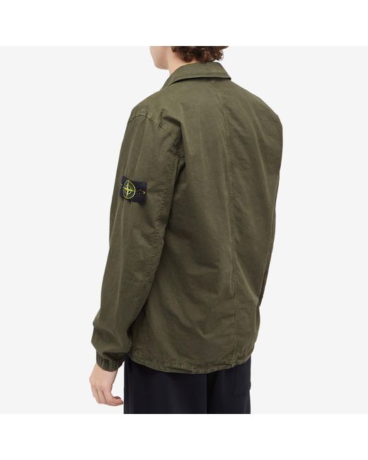 Stone Island Green Garment Dyed Two Pocket Zip Overshirt for men