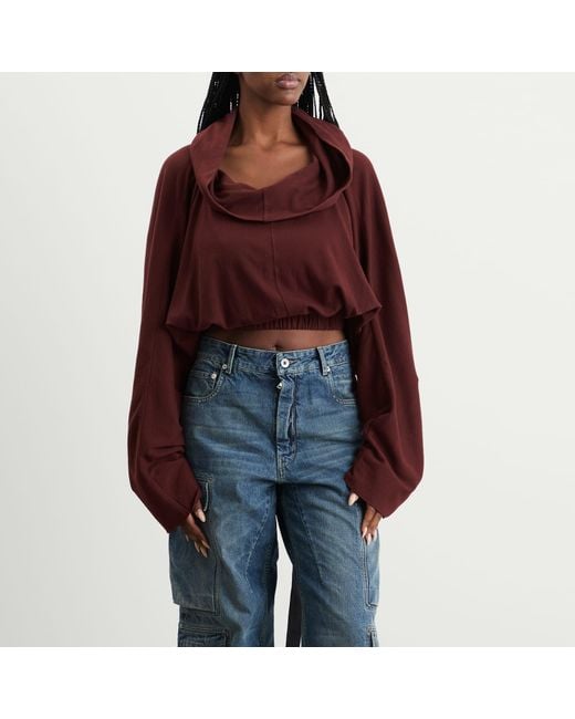 Rick Owens Brown Cropped Hooded Tunic