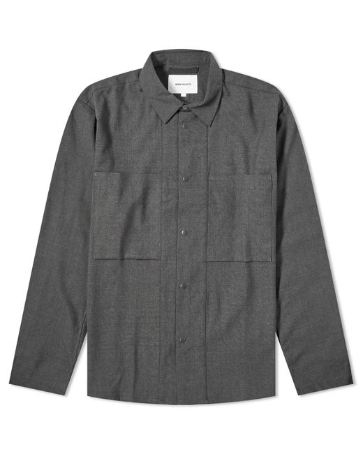 Norse Projects Gray Jens Cordura Tech Wool Overshirt for men