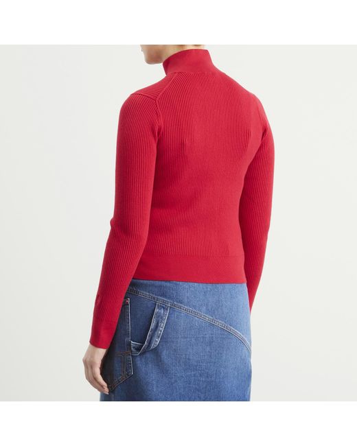 J.W. Anderson Red Fitted Zip Up Cardigan