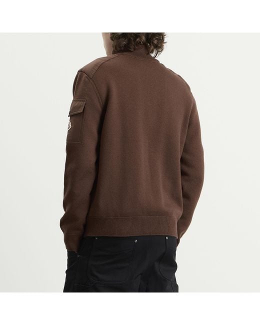 Moncler Brown Hybrid Wool Zip Through for men