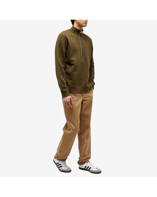 Sunspel Green Loopback Half Zip Sweater for men