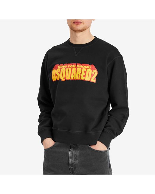 DSquared² Black 3D Logo Cool Fit Crew Sweat for men