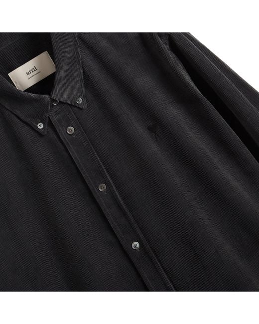 AMI Black Fine Corduroy Velvet Adc Shirt for men