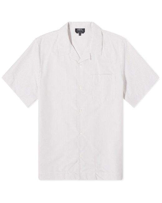A.P.C. White Lloyd Stripe Vacation Shirt for men