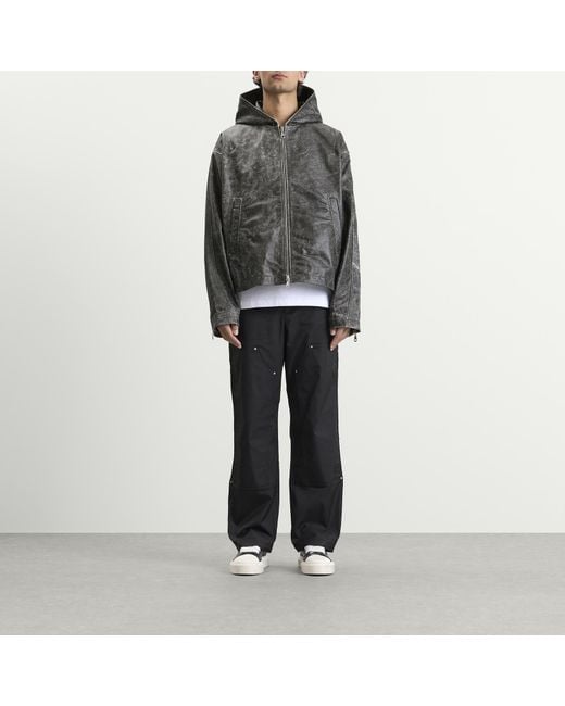 Cole Buxton Gray Cb Hooded Leather Jacket for men