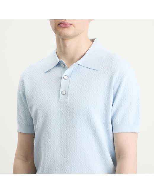 Casablanca Blue Pointelle Monogram Polo for men
