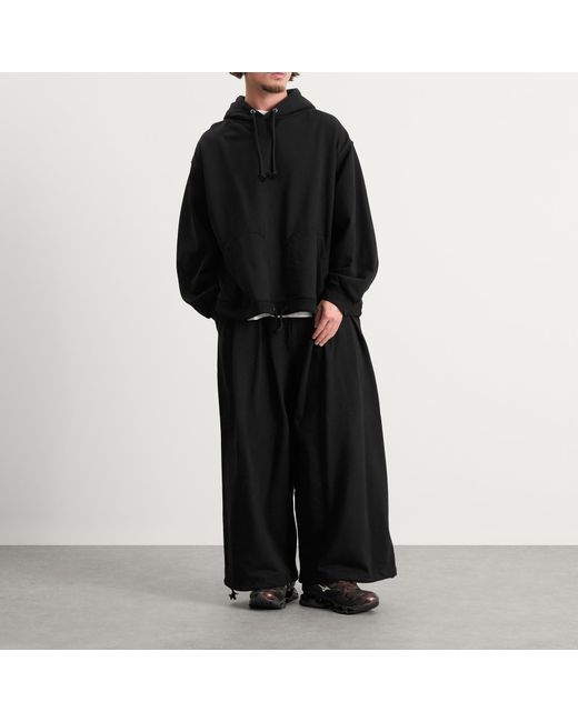 ANGLAN Black Double Valley Tuck Sweat Hoodie for men