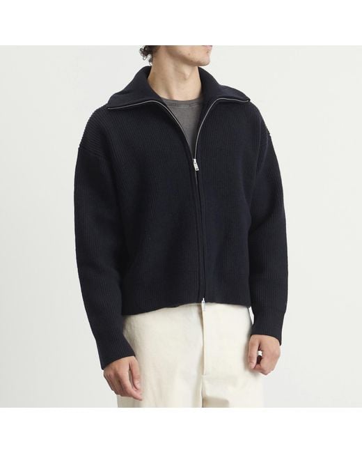 Studio Nicholson Black Rib Zip Through Jumper for men