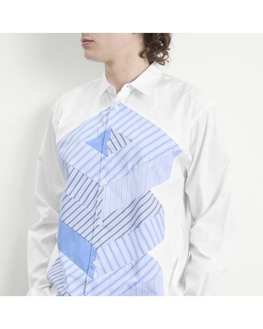 Comme des Garçons Blue Cotton Stripe Poplin Shirt for men