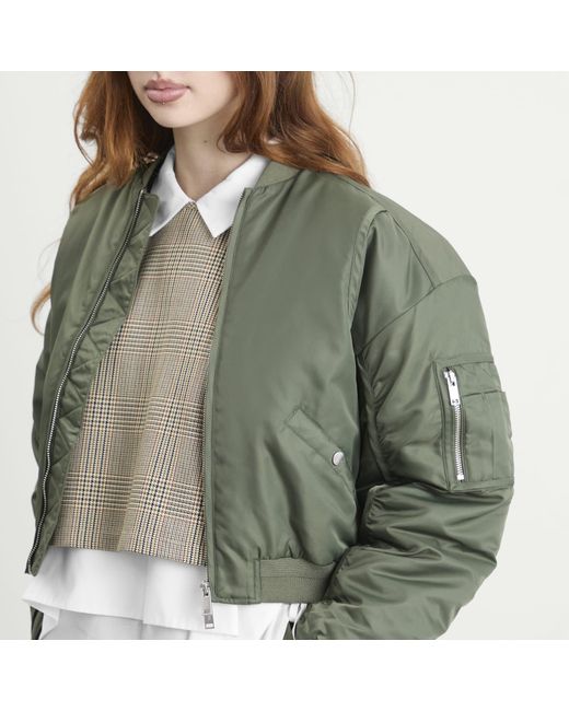 Stel Green Nylon Bomber Jacket