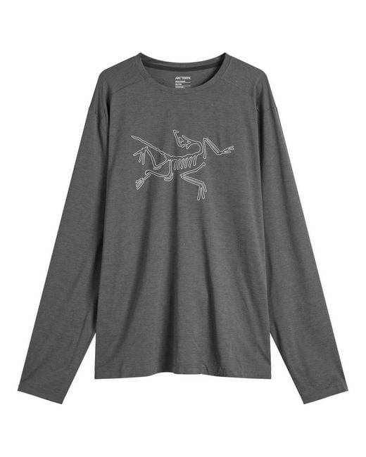 Arc'teryx Gray Cormac Logo Long Sleeve T-Shirt for men