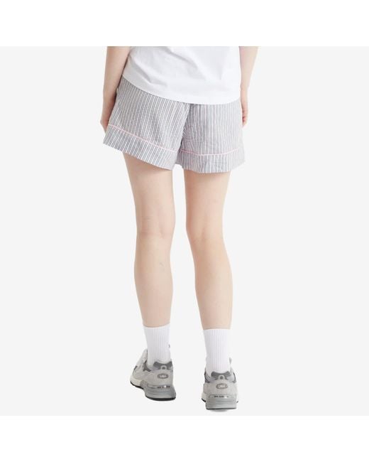 Ganni Gray Yarn Dyed Stripe Elasticated Shorts