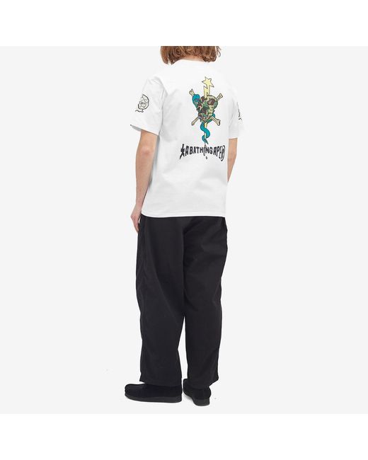 A Bathing Ape White Souvenir Skull Team T-Shirt for men